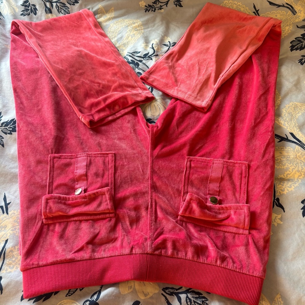Women’s Red Velour Track Joggers